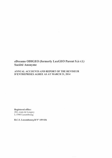 Thumbnail eDreams ODIGEO Financial Statement fy2014
