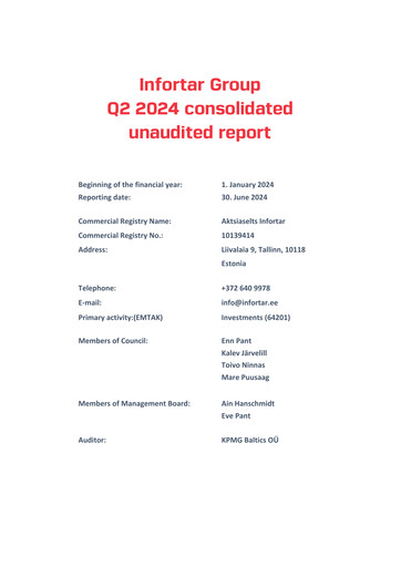 Miniature Infortar Rapport semestriel 2024-h1