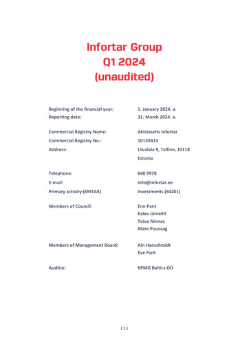Miniature Infortar Rapport trimestriel 2024-q1