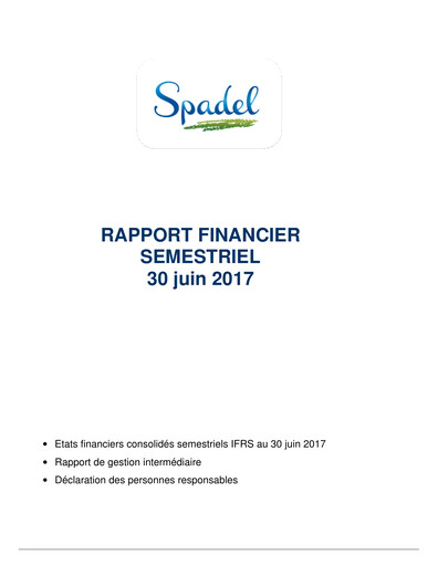 Thumbnail Spadel Half-year Report 2017-h1