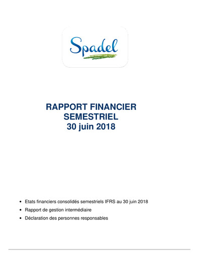 Thumbnail Spadel Half-year Report 2018-h1