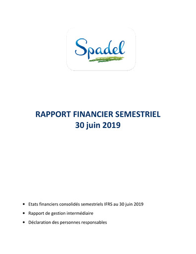 Thumbnail Spadel Half-year Report 2019-h1