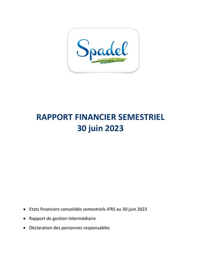 Thumbnail Spadel Half-year Report 2023-h1
