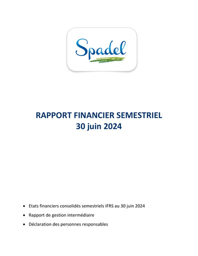 Thumbnail Spadel Half-year Report 2024-h1