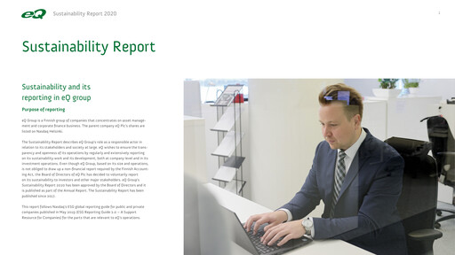 Thumbnail eQ Oyj Sustainability Report 2020