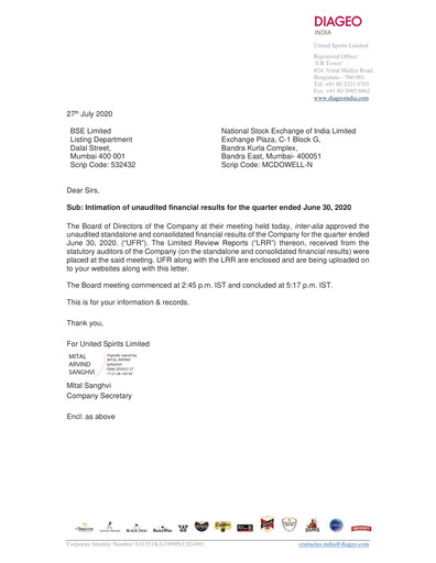 Thumbnail United Spirits
 Quarterly Report 2020-q1