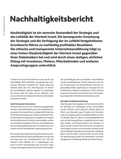 Thumbnail Warteck Invest Sustainability Report 2019