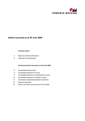 Thumbnail Phoenix Mecano Half-year Report 2009-h1