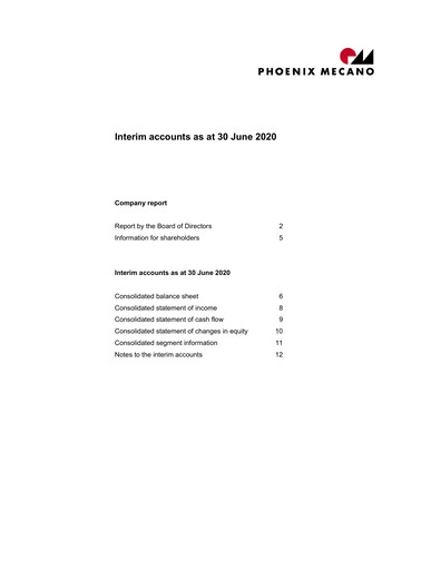 Thumbnail Phoenix Mecano Half-year Report 2020-h1