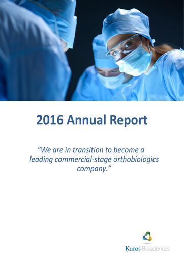 Thumbnail Kuros Biosciences Annual Report 2016