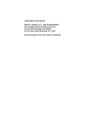Thumbnail Renta 4 Banco Financial Statement 2015