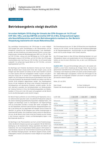 Thumbnail CPH Group AG Half-year Report 2018-h1