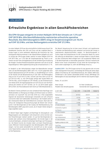 Thumbnail CPH Group AG Half-year Report 2019-h1