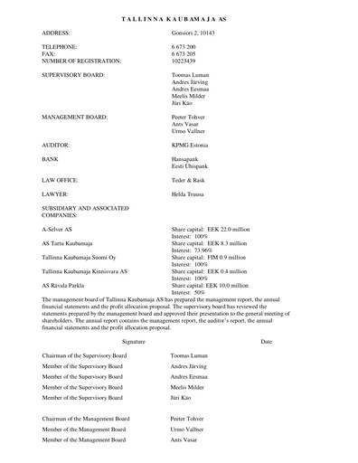 Vorschaubild TKM Grupp AS Jahresbericht 1999