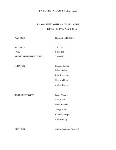 Vorschaubild TKM Grupp AS Jahresbericht 1996