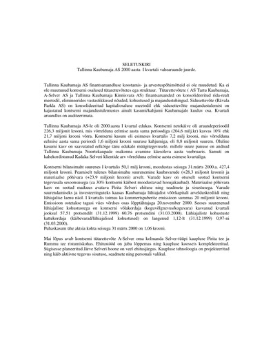 Thumbnail TKM Grupp AS Quarterly Report 2000-q1