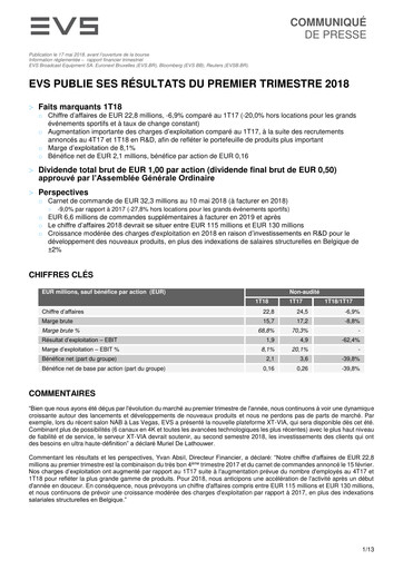 Thumbnail EVS Broadcast Equipment Quarterly Report 2018-q1