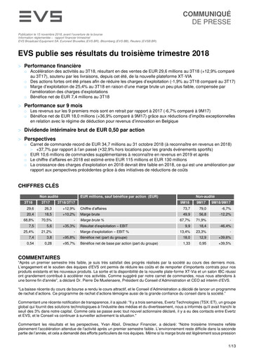 Thumbnail EVS Broadcast Equipment Quarterly Report 2018-q3