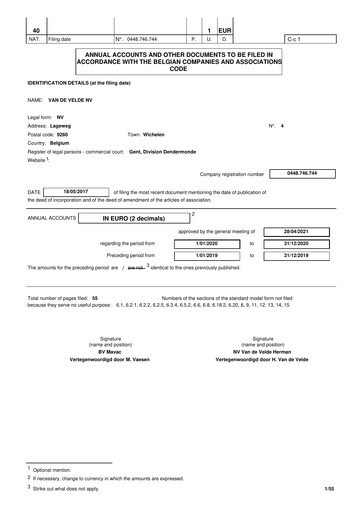 Thumbnail Van de Velde Financial Statement 2020