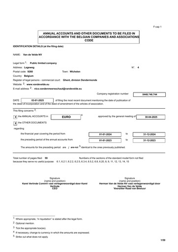Thumbnail Van de Velde Financial Statement 2024
