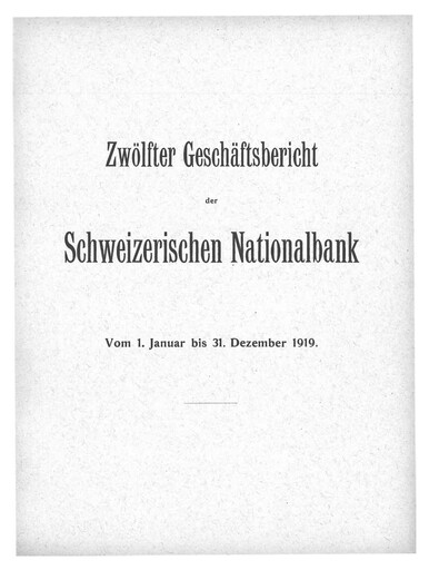 Thumbnail Schweizerische Nationalbank Annual Report 1919