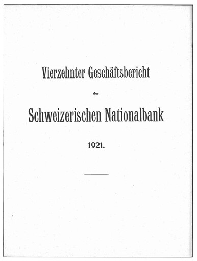 Thumbnail Schweizerische Nationalbank Annual Report 1921