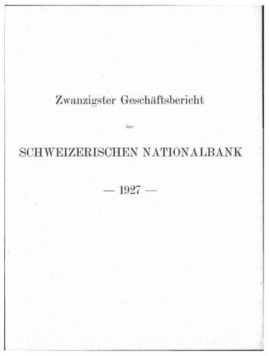 Thumbnail Schweizerische Nationalbank Annual Report 1927