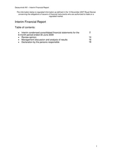 Thumbnail Deceuninck Half-year Report 2009-h1