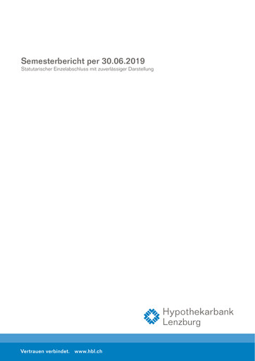 Miniature Hypothekarbank Lenzburg Rapport semestriel 2019-h1