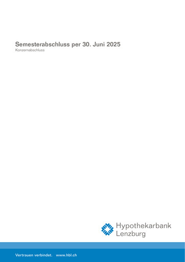 Miniature Hypothekarbank Lenzburg Rapport semestriel 2025-h1