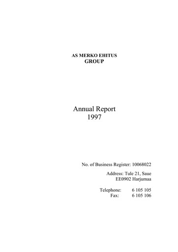 Thumbnail AS Merko Ehitus Annual Report 1997