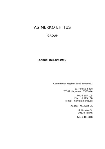 Thumbnail AS Merko Ehitus Annual Report 1999