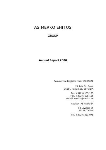 Thumbnail AS Merko Ehitus Annual Report 2000