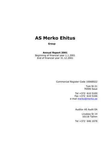 Thumbnail AS Merko Ehitus Annual Report 2001