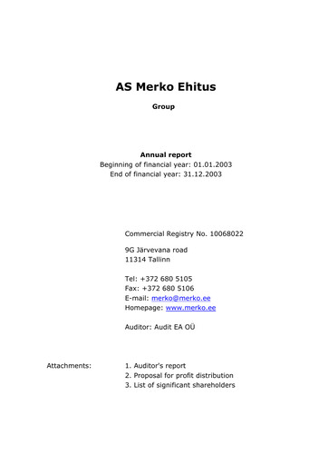 Thumbnail AS Merko Ehitus Annual Report 2003