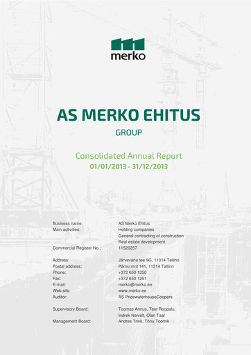 Thumbnail AS Merko Ehitus Annual Report 2013
