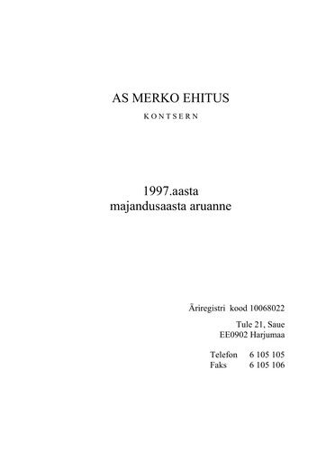 Thumbnail AS Merko Ehitus Annual Report 1997