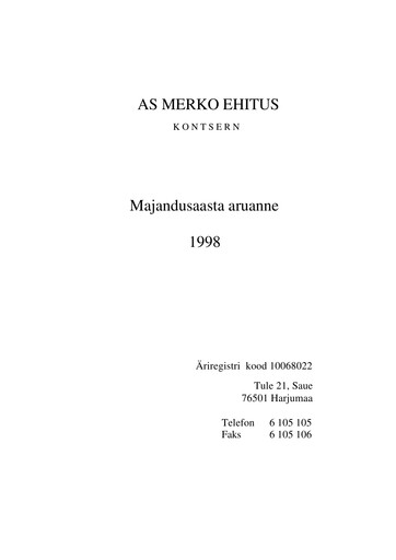 Thumbnail AS Merko Ehitus Annual Report 1998