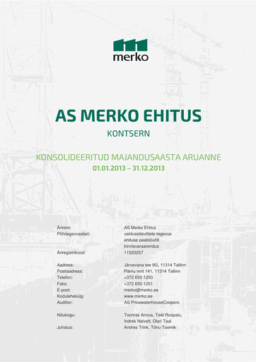Thumbnail AS Merko Ehitus Annual Report 2013