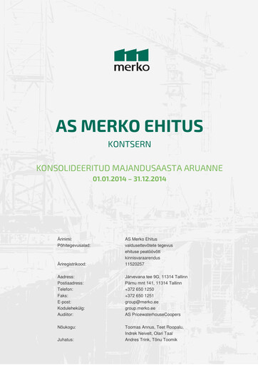 Thumbnail AS Merko Ehitus Annual Report 2014