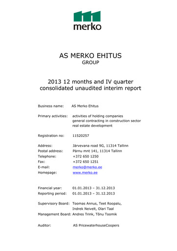 Thumbnail AS Merko Ehitus Financial Report 2013