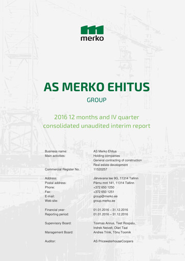 Thumbnail AS Merko Ehitus Financial Report 2016