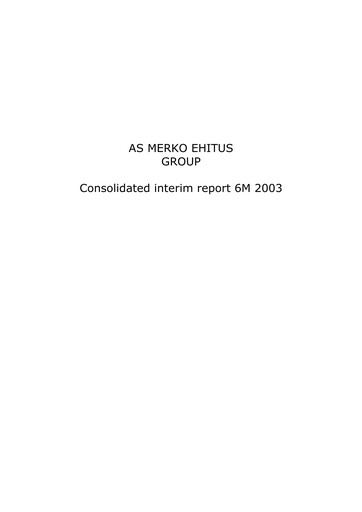 Thumbnail AS Merko Ehitus Half-year Report 2003-h1