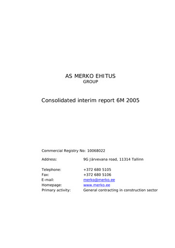 Thumbnail AS Merko Ehitus Half-year Report 2005-h1