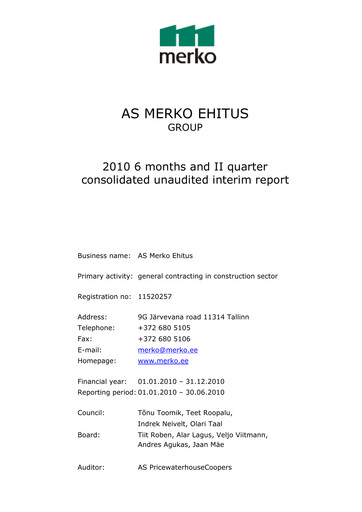 Thumbnail AS Merko Ehitus Half-year Report 2010-h1