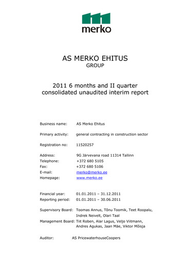 Thumbnail AS Merko Ehitus Half-year Report 2011-h1