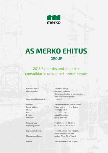 Thumbnail AS Merko Ehitus Half-year Report 2015-h1