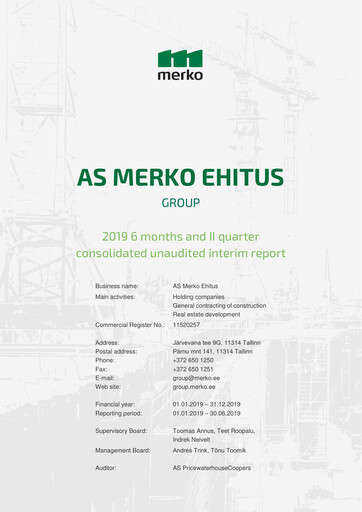 Thumbnail AS Merko Ehitus Half-year Report 2019-h1