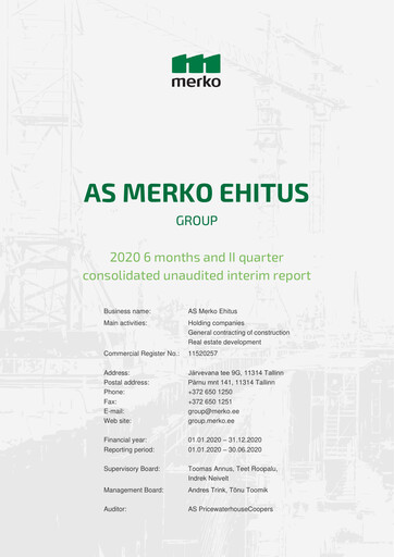 Thumbnail AS Merko Ehitus Half-year Report 2020-h1