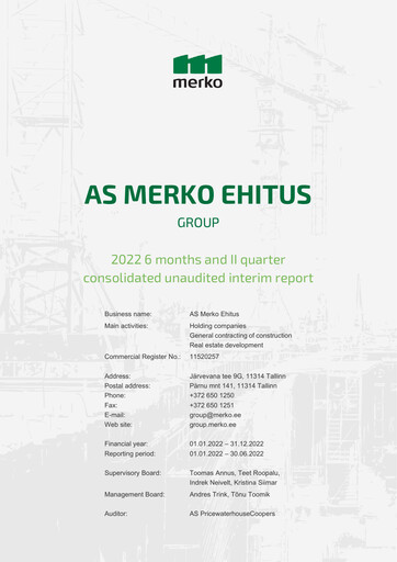 Thumbnail AS Merko Ehitus Half-year Report 2022-h1